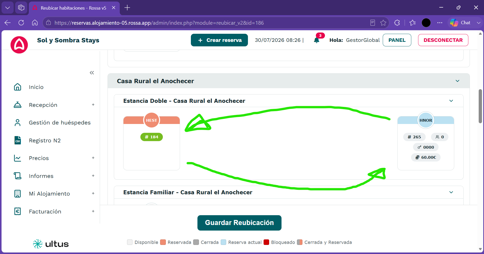 intercambio entre dos reservas de dos estancias