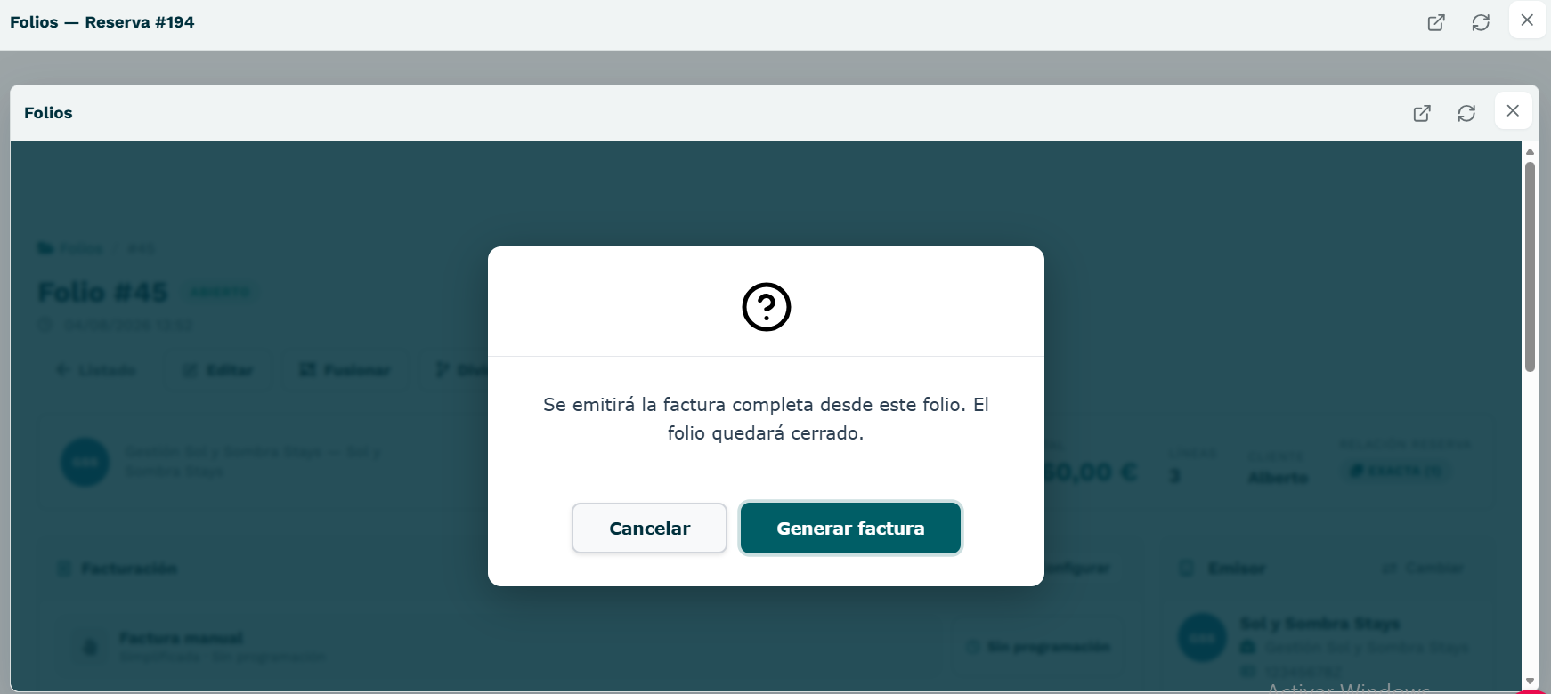 Cuando está dentro del límite, te permite generar la factura "simplificada".