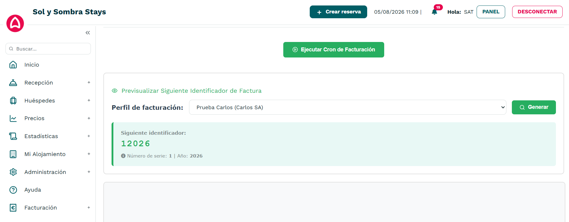 Previsualizar siguiente identificador de factura por perfil